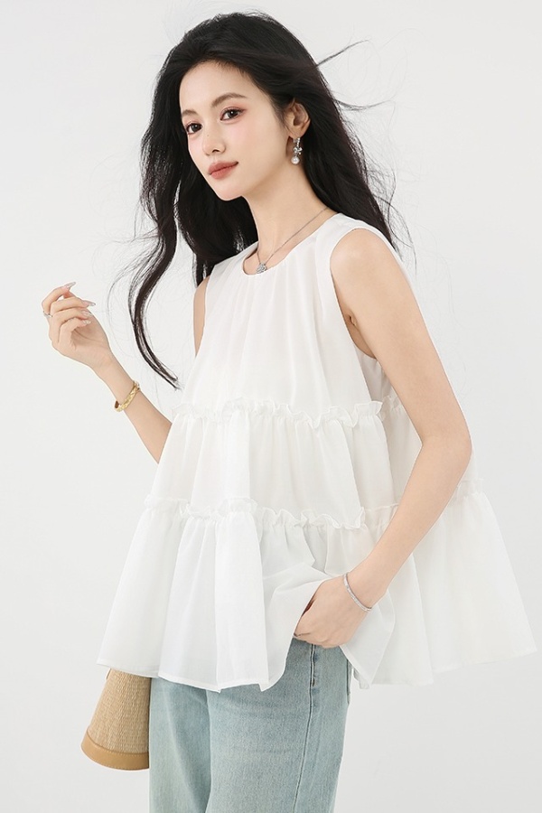 White sleeveless shirt temperament tops