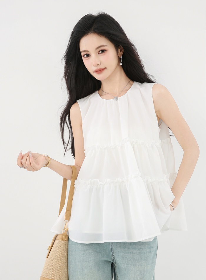 White sleeveless shirt temperament tops