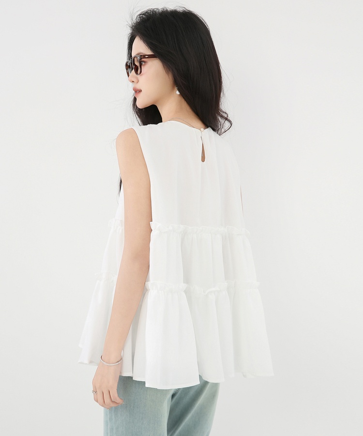 White sleeveless shirt temperament tops