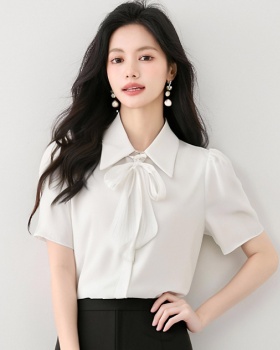 Satin commuting tops short sleeve France style shirt
