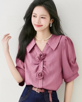 Summer retro shirt slim temperament tops for women