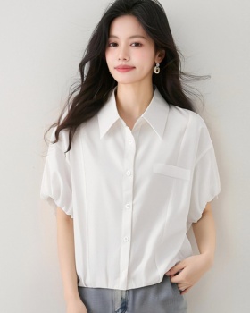 White short sleeve tops France style shirt for women