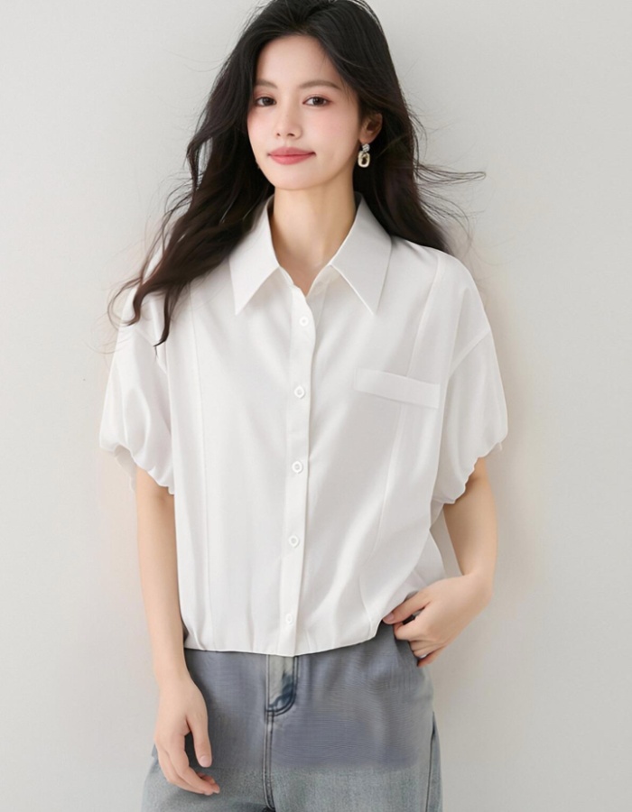 White short sleeve tops France style shirt for women