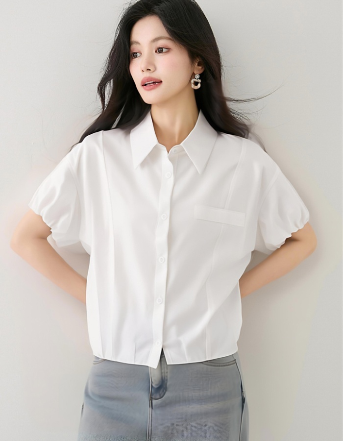 White short sleeve tops France style shirt for women