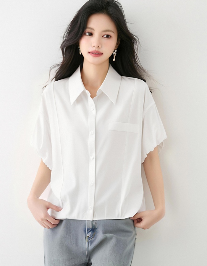 White short sleeve tops France style shirt for women