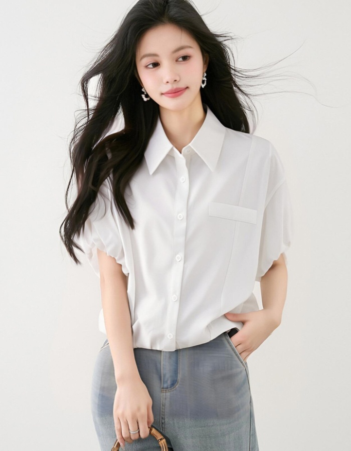 White short sleeve tops France style shirt for women
