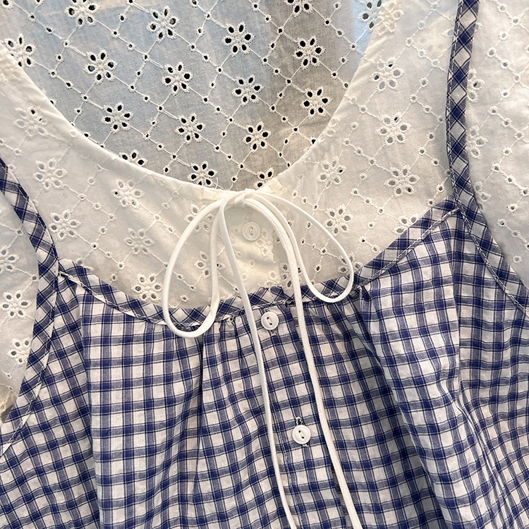 Blue grid sling summer small shirt plaid maiden vest