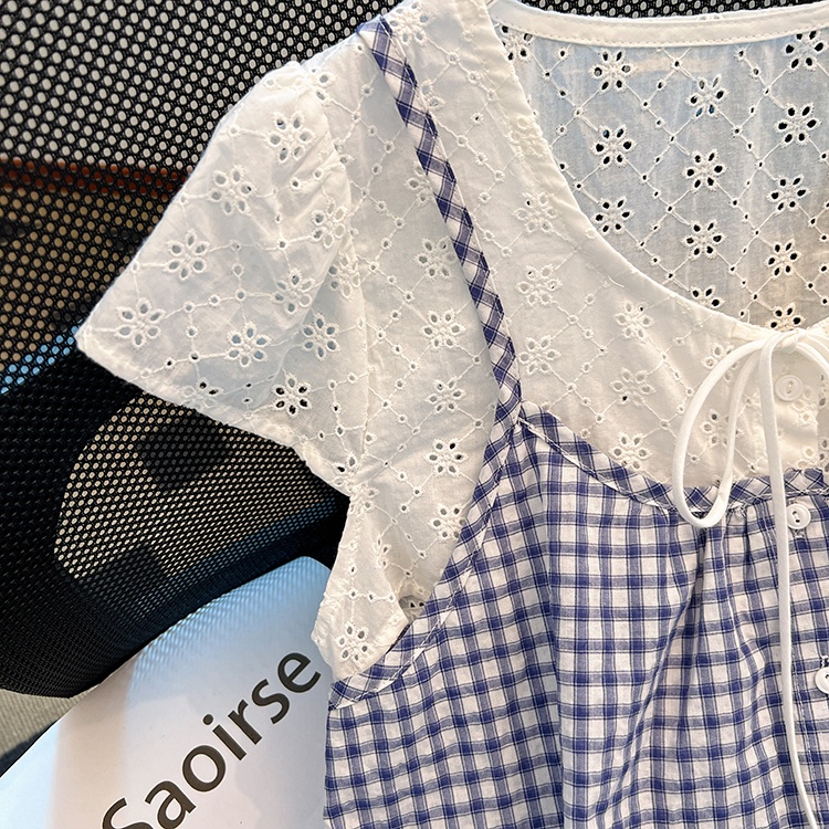 Blue grid sling summer small shirt plaid maiden vest