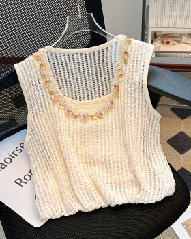 Bohemian style U-neck modal vest Pseudo-two summer tops