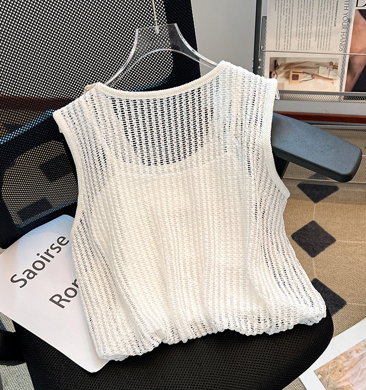 Bohemian style U-neck modal vest Pseudo-two summer tops