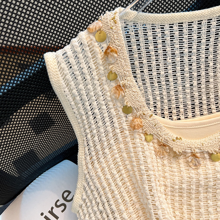 Bohemian style U-neck modal vest Pseudo-two summer tops