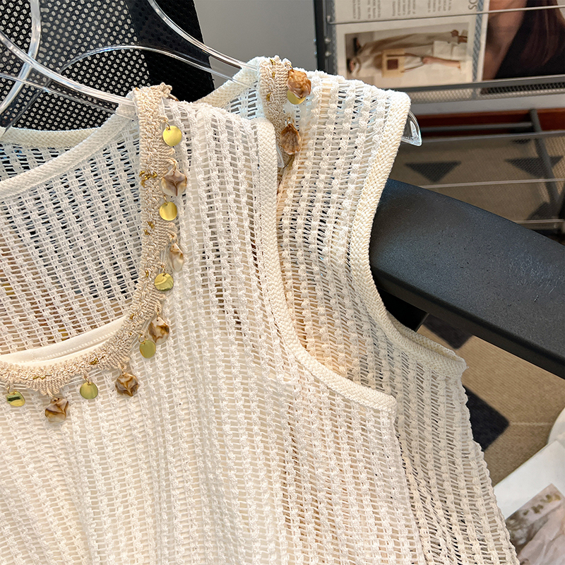 Bohemian style U-neck modal vest Pseudo-two summer tops