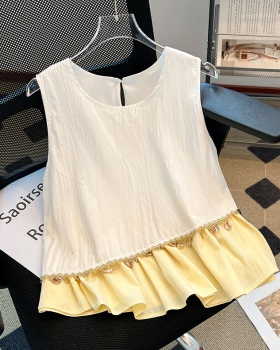 Sleeveless niche hem tops tassels loose vest for women