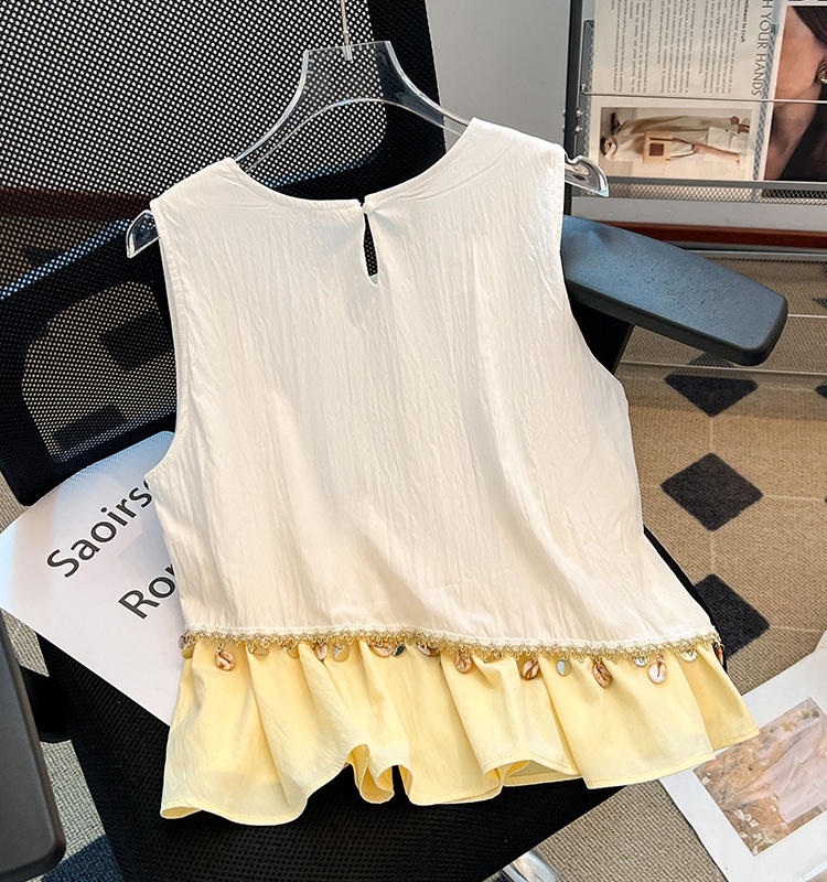 Sleeveless niche hem tops tassels loose vest for women