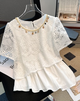 Lotus leaf edges pure shirt summer fashion tops
