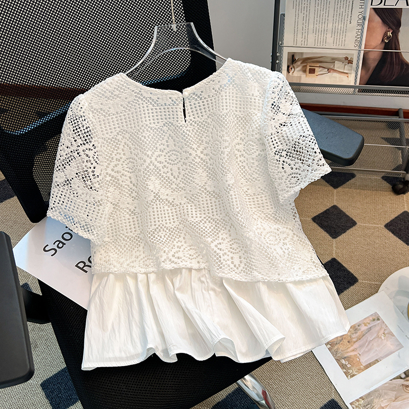 Lotus leaf edges pure shirt summer fashion tops
