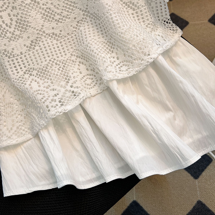 Lotus leaf edges pure shirt summer fashion tops