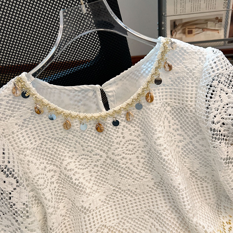 Lotus leaf edges pure shirt summer fashion tops