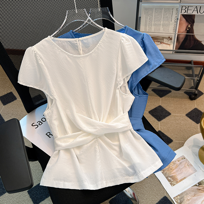 Commuting pinched waist cross loose summer tops