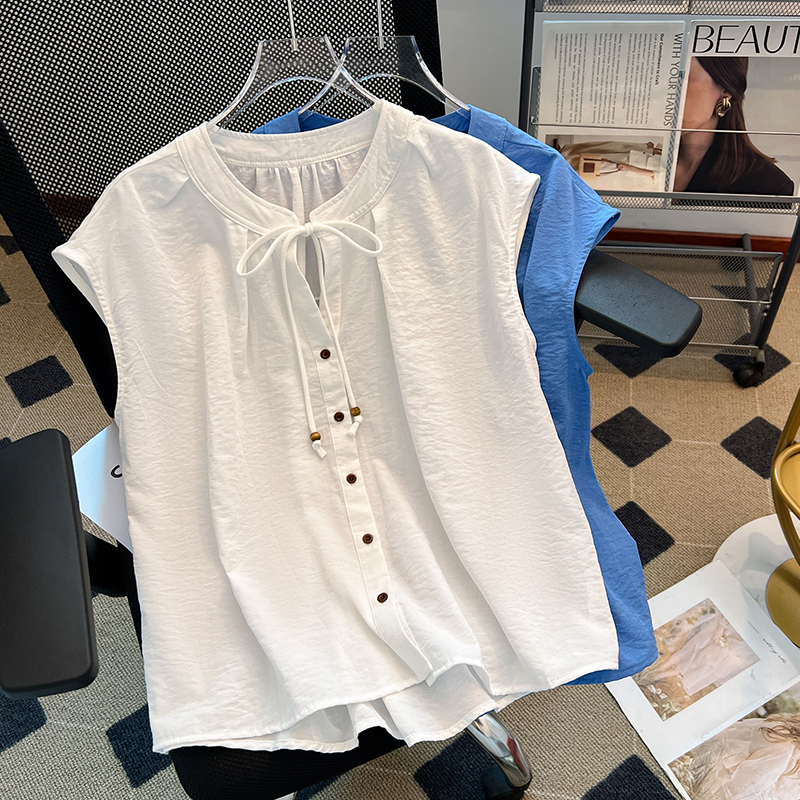 Summer frenum waistcoat round neck shirt for women