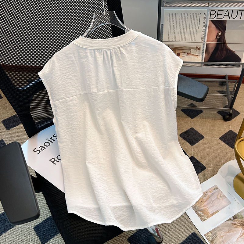 Summer frenum waistcoat round neck shirt for women