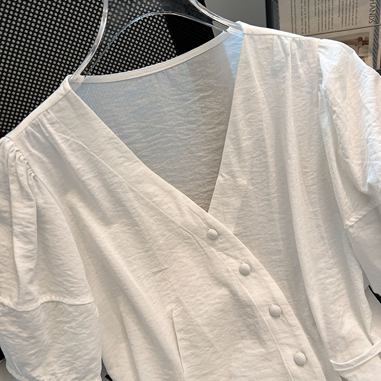 Pinched waist summer irregular niche slim shirt for women