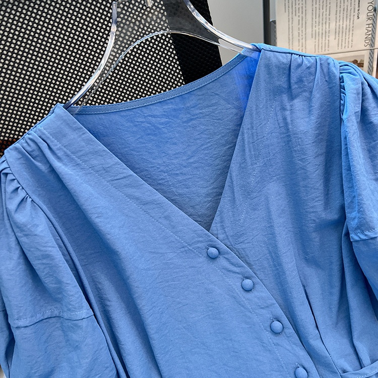 Pinched waist summer irregular niche slim shirt for women