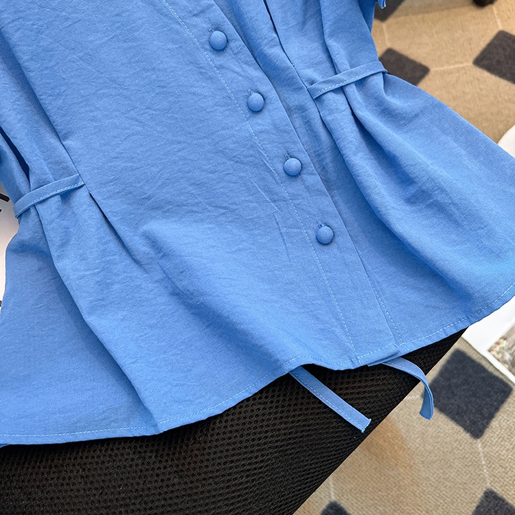 Pinched waist summer irregular niche slim shirt for women