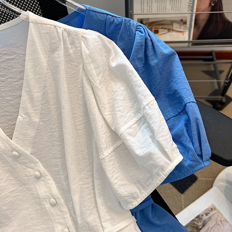 Pinched waist summer irregular niche slim shirt for women
