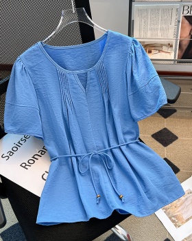 Short sleeve summer yellow tops crimp frenum small shirt