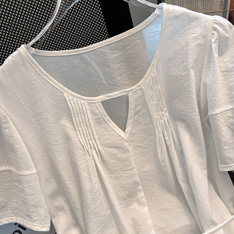 Short sleeve summer yellow tops crimp frenum small shirt