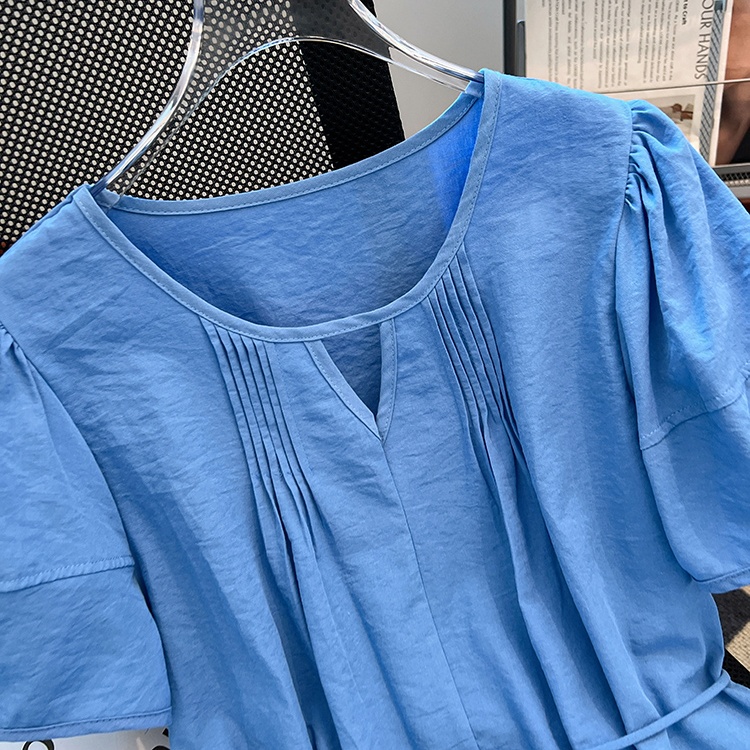 Short sleeve summer yellow tops crimp frenum small shirt