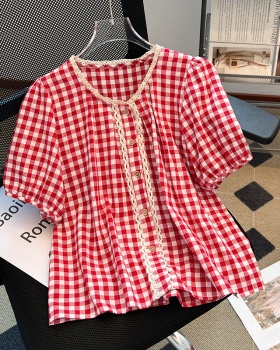 Plaid summer shirt mixed colors tops for women