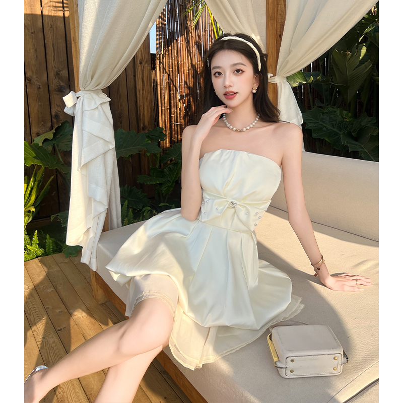 Bow wrapped chest T-back prom thick and disorderly dress