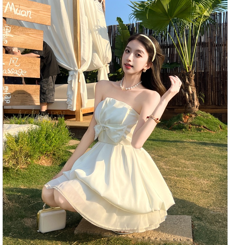 Bow wrapped chest T-back prom thick and disorderly dress
