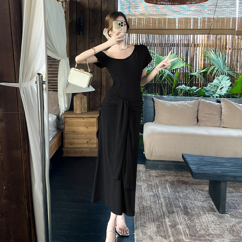 Summer Casual long dress unique sloping shoulder dress