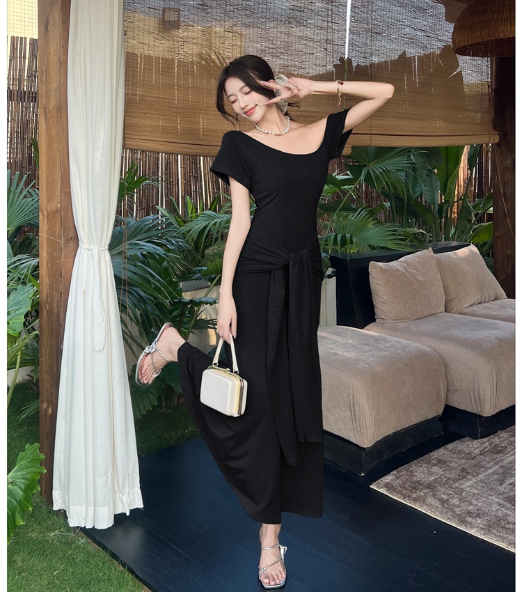 Summer Casual long dress unique sloping shoulder dress