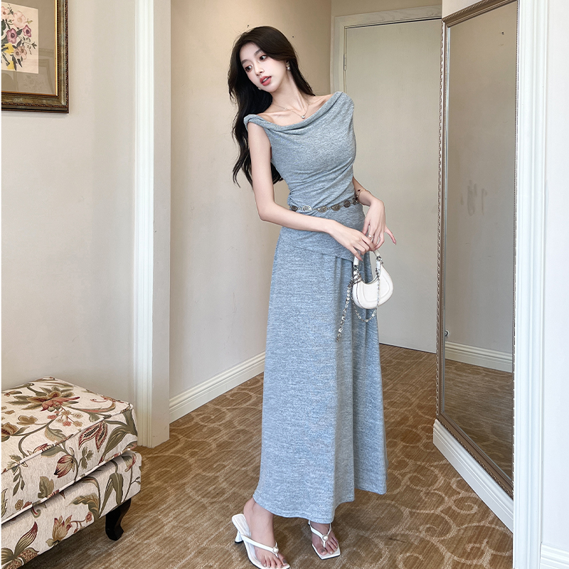 Irregular France style T-shirt niche tops a set for women