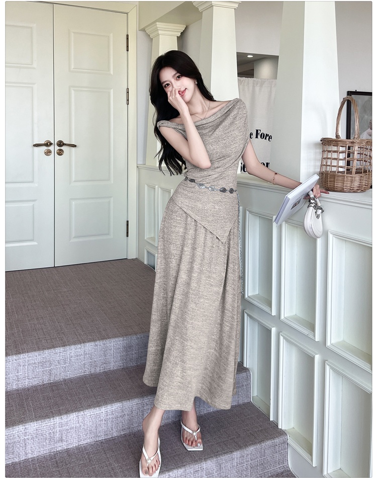 Irregular France style T-shirt niche tops a set for women