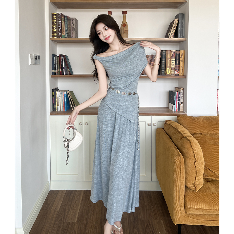 Irregular France style T-shirt niche tops a set for women