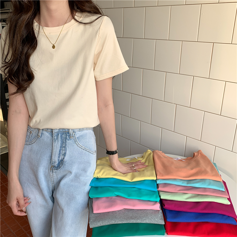 Pure T-shirt short sleeve tops for women