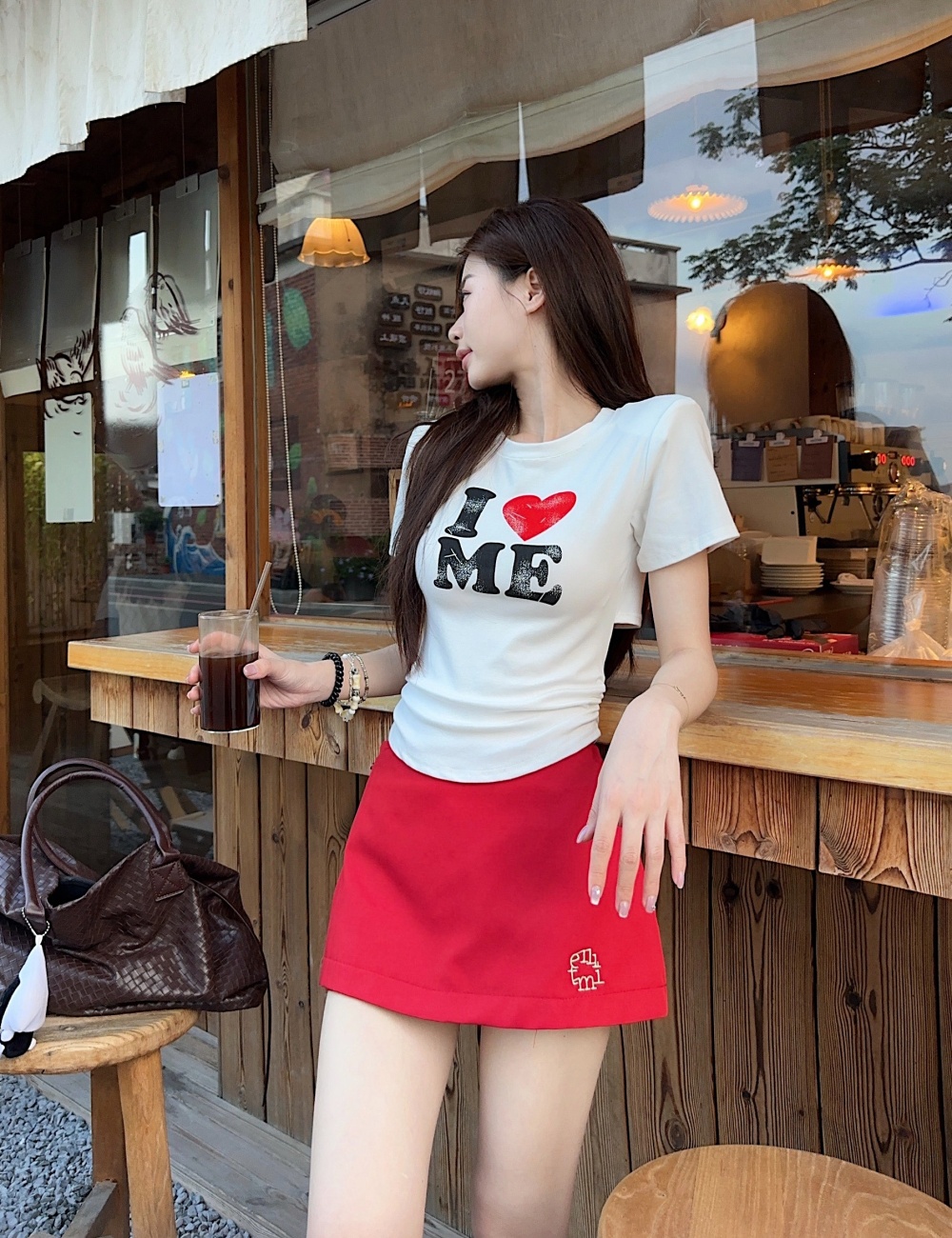 Printing package hip tops round neck retro T-shirt a set