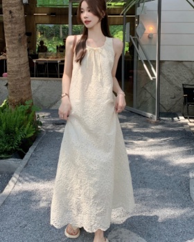 Retro refinement frenum vest hollow loose long dress