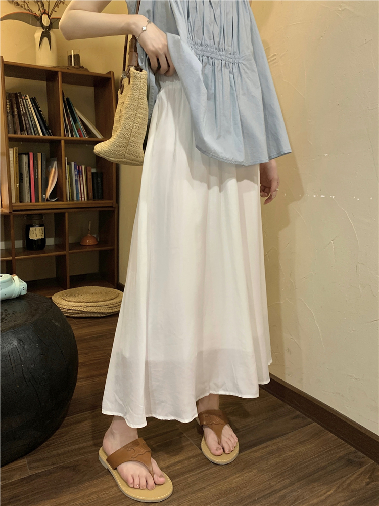 Sling all-match loose skirt white France style tops 2pcs set