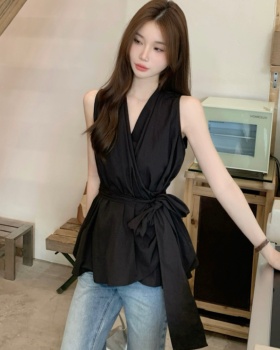 All-match V-neck slim tops sleeveless summer vest