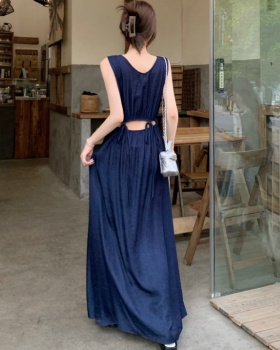 Slim long dress sleeveless sleeveless dress for women