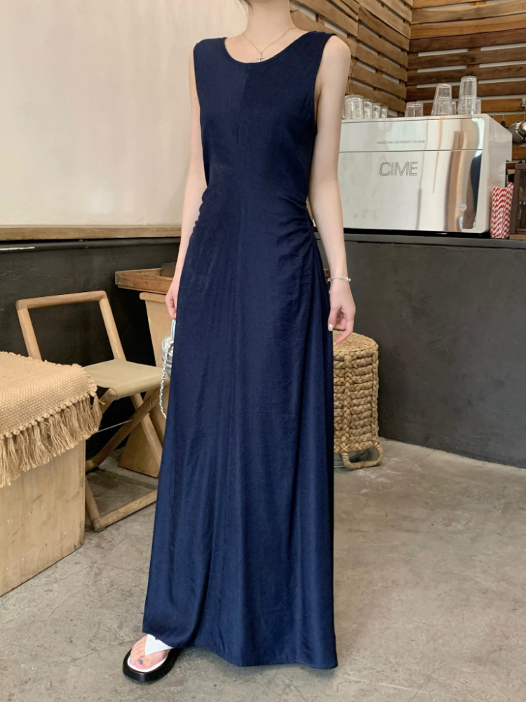 Slim long dress sleeveless sleeveless dress for women