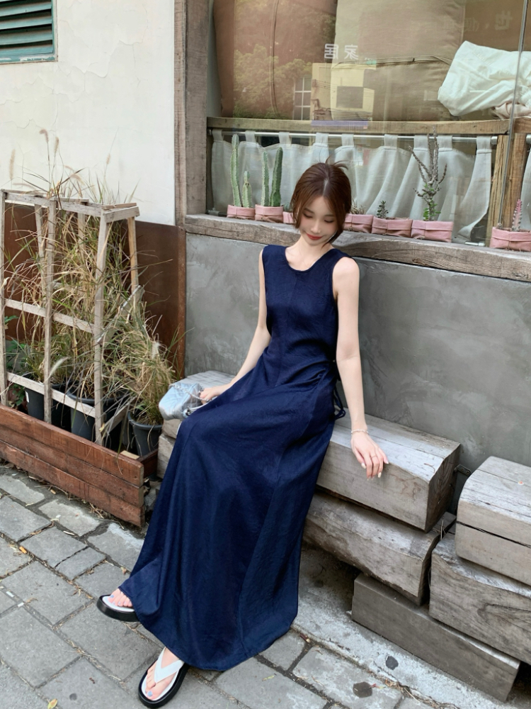 Slim long dress sleeveless sleeveless dress for women