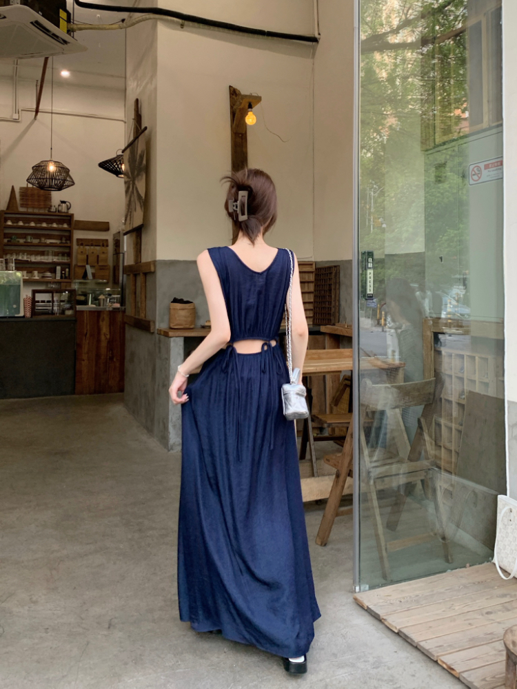 Slim long dress sleeveless sleeveless dress for women