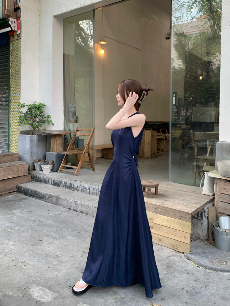 Slim long dress sleeveless sleeveless dress for women